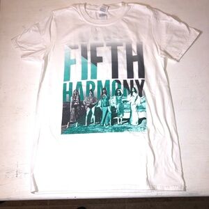 Fifth Harmony Tour  2016 Concert Graphic Tee in White & Teal, NWOT, Small, Rare